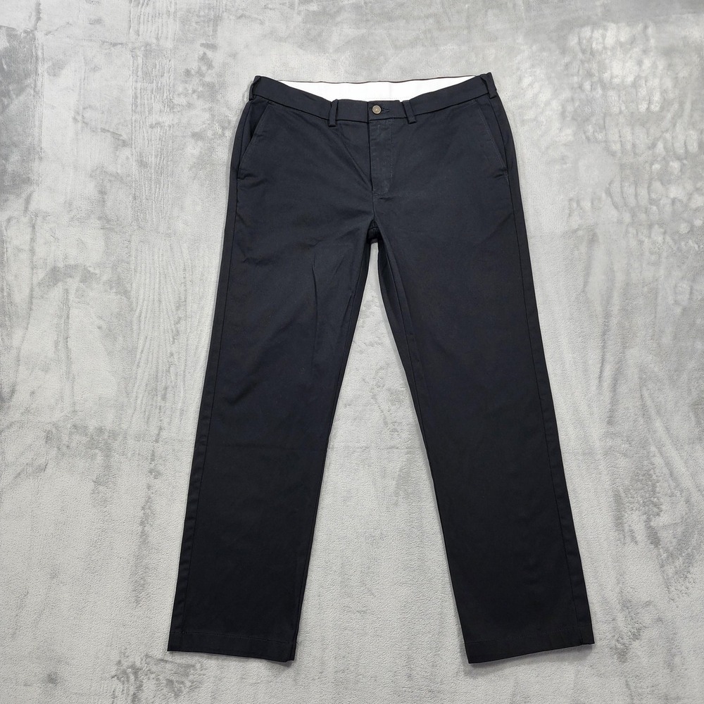 George Pants Mens 36x30 Black Flat Front Chino Straight Stretch Office‎ Casual